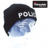 BONNET NOIR MAILLE THINSULATE BRODE POLICE - 1 BONNET NOIR MAILLE THINSULATE BRODE POLICE - 1