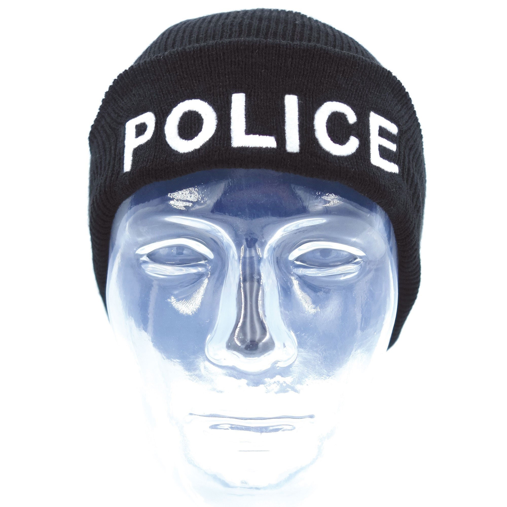 BONNET NOIR MAILLE THINSULATE BRODE POLICE  - 2 BONNET NOIR MAILLE THINSULATE BRODE POLICE  - 2