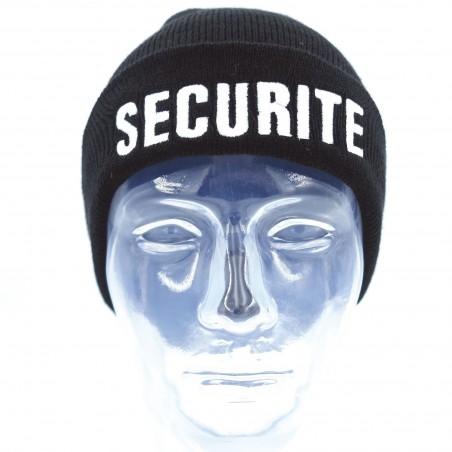 BONNET NOIR MAILLE THINSULATE BRODE SECURITE  - 2