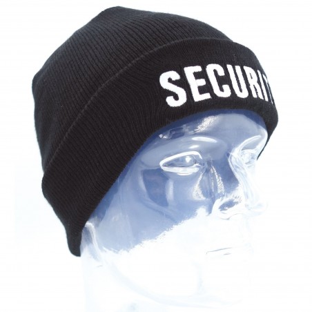 BONNET NOIR MAILLE THINSULATE BRODE SECURITE  - 4