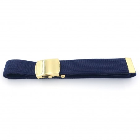 CEINTURE SANGLE BLEU MARINE BOUCLE OR  - 1