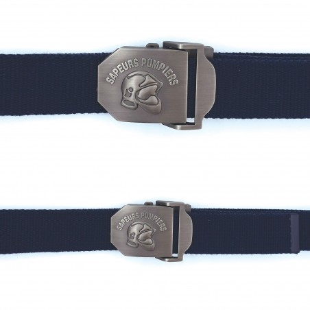 CEINTURE POMPIERS BLEUE BOUCLE GRAVEE  - 1