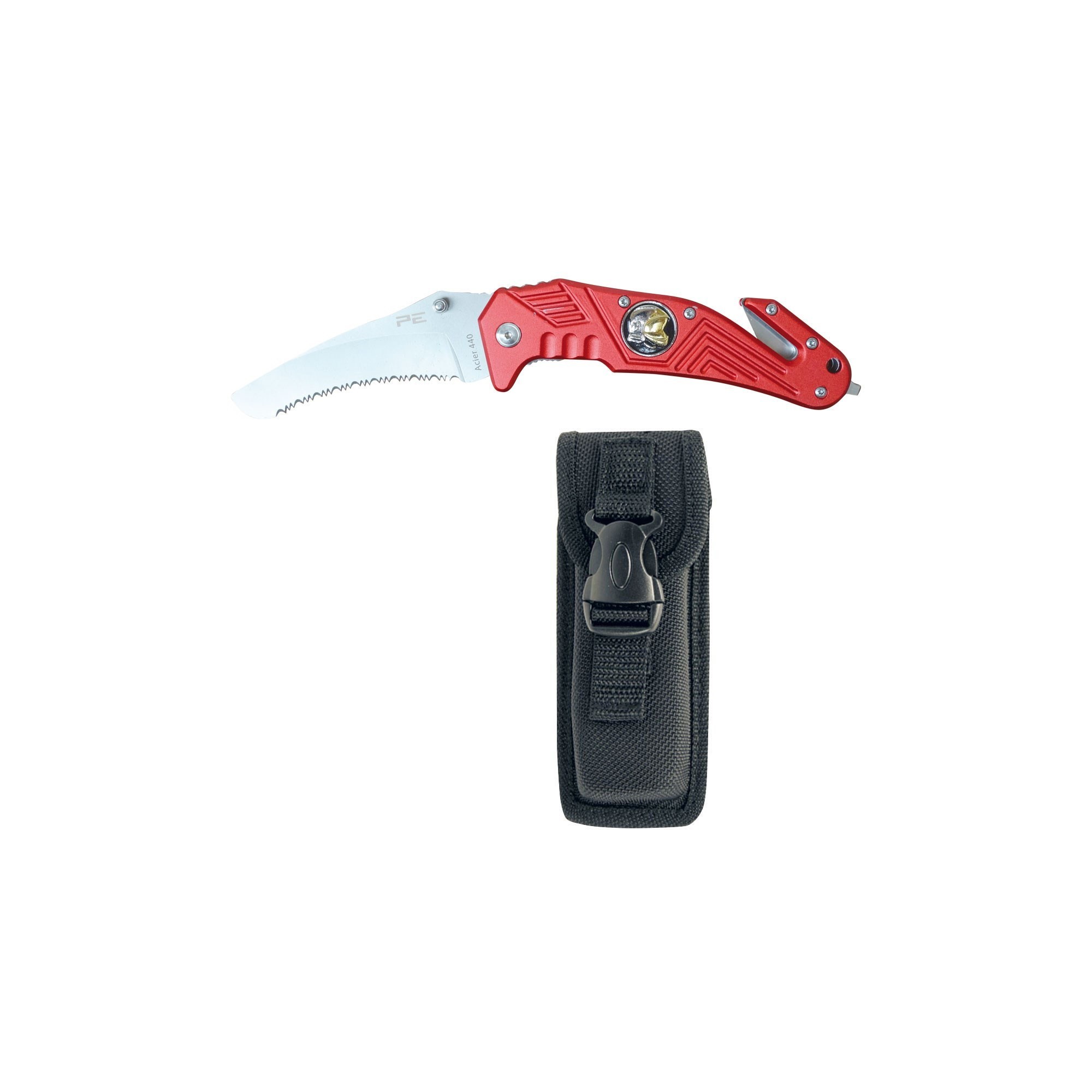 COUTEAU COUPE SANGLE BRISE VITRE MANCHE ROUGE PASTILLE SP  - 1