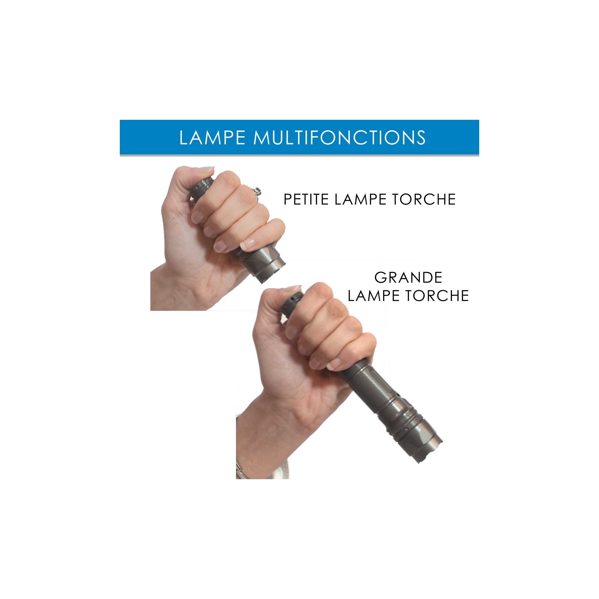 LAMPE TORCHE MULTI FONCTIONS 3 EN 1 - 2 LAMPE TORCHE MULTI FONCTIONS 3 EN 1 - 2