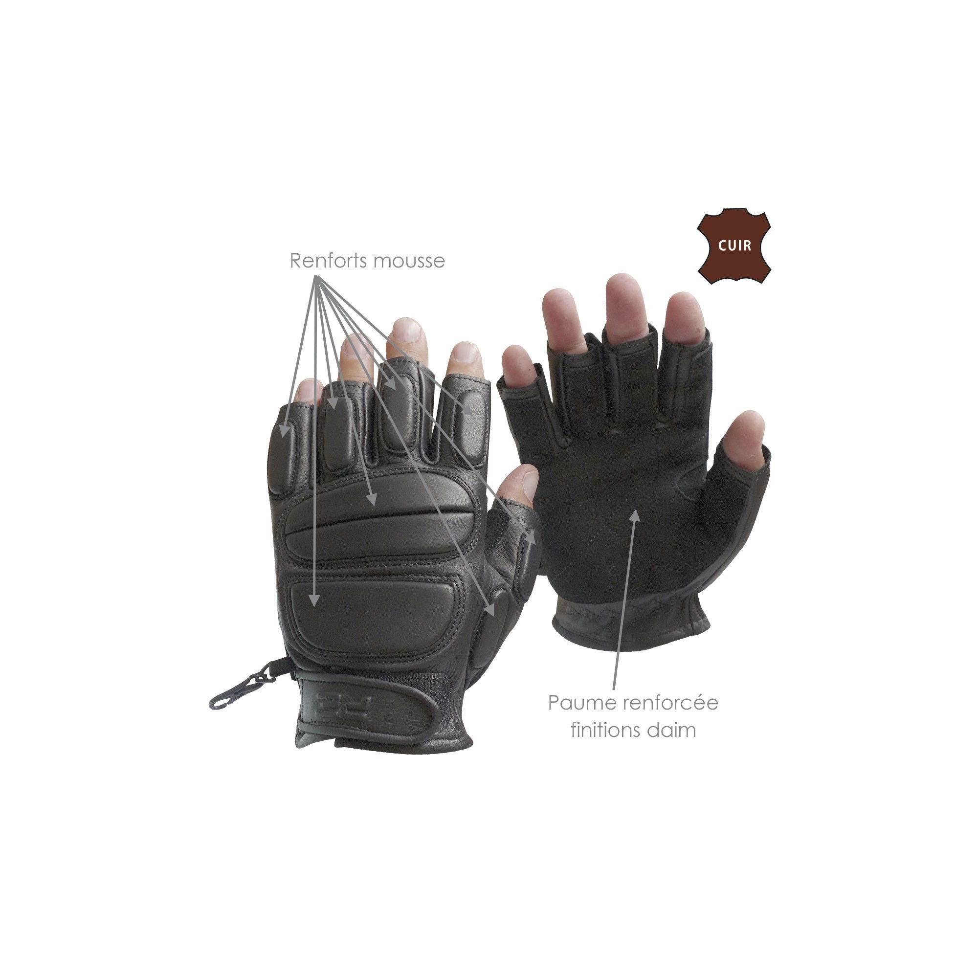 MITAINES CUIR SWAT SD NEW DESIGN  - 2 MITAINES CUIR SWAT SD NEW DESIGN  - 2