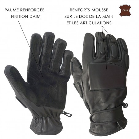 GANTS CUIR SWAT ANTI CHOCS  - 2