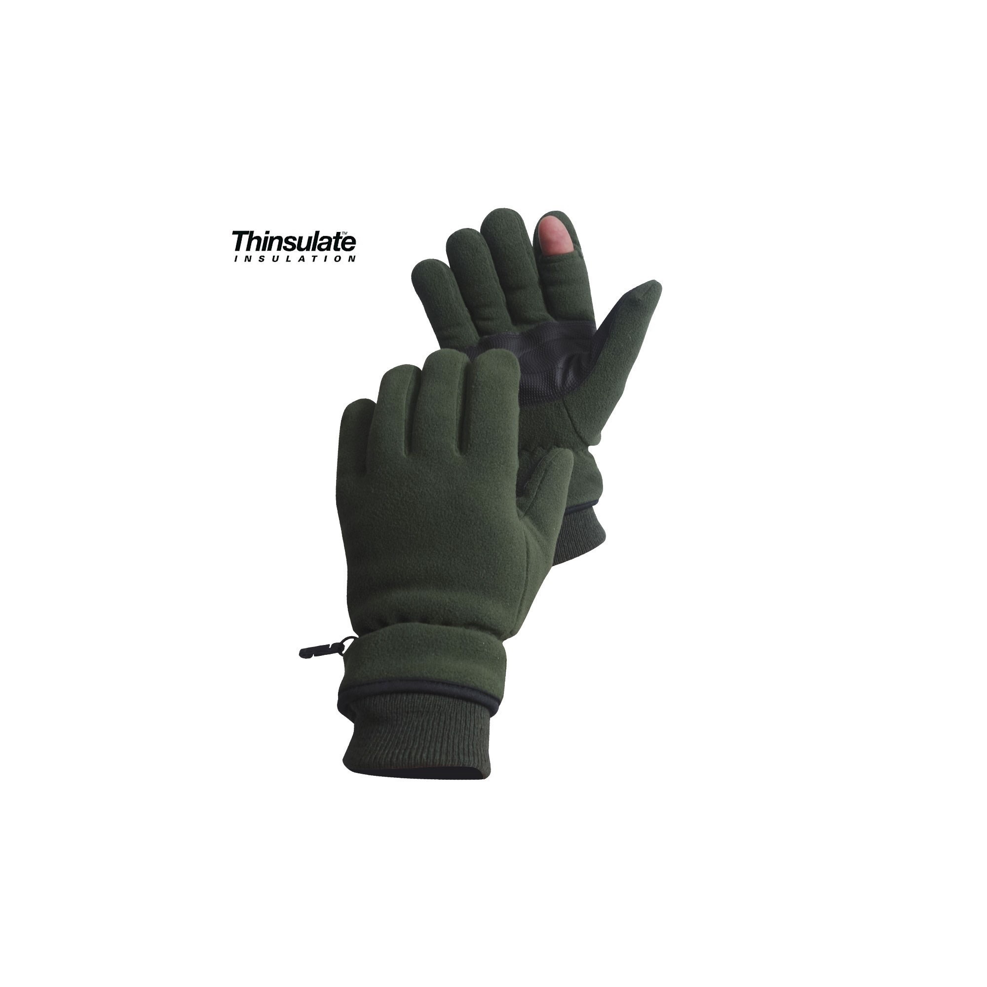 Gants polaires doigt tireur Thinsulate vert armée Gants polaires doigt tireur Thinsulate vert armée