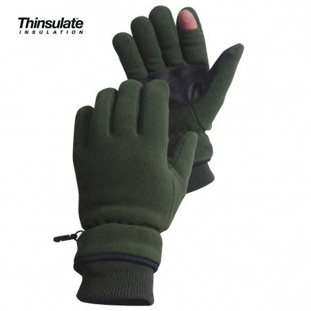 GANTS  POLAIRES  DOIGT TIREUR THINSULATE VERT ARMEE  - 1