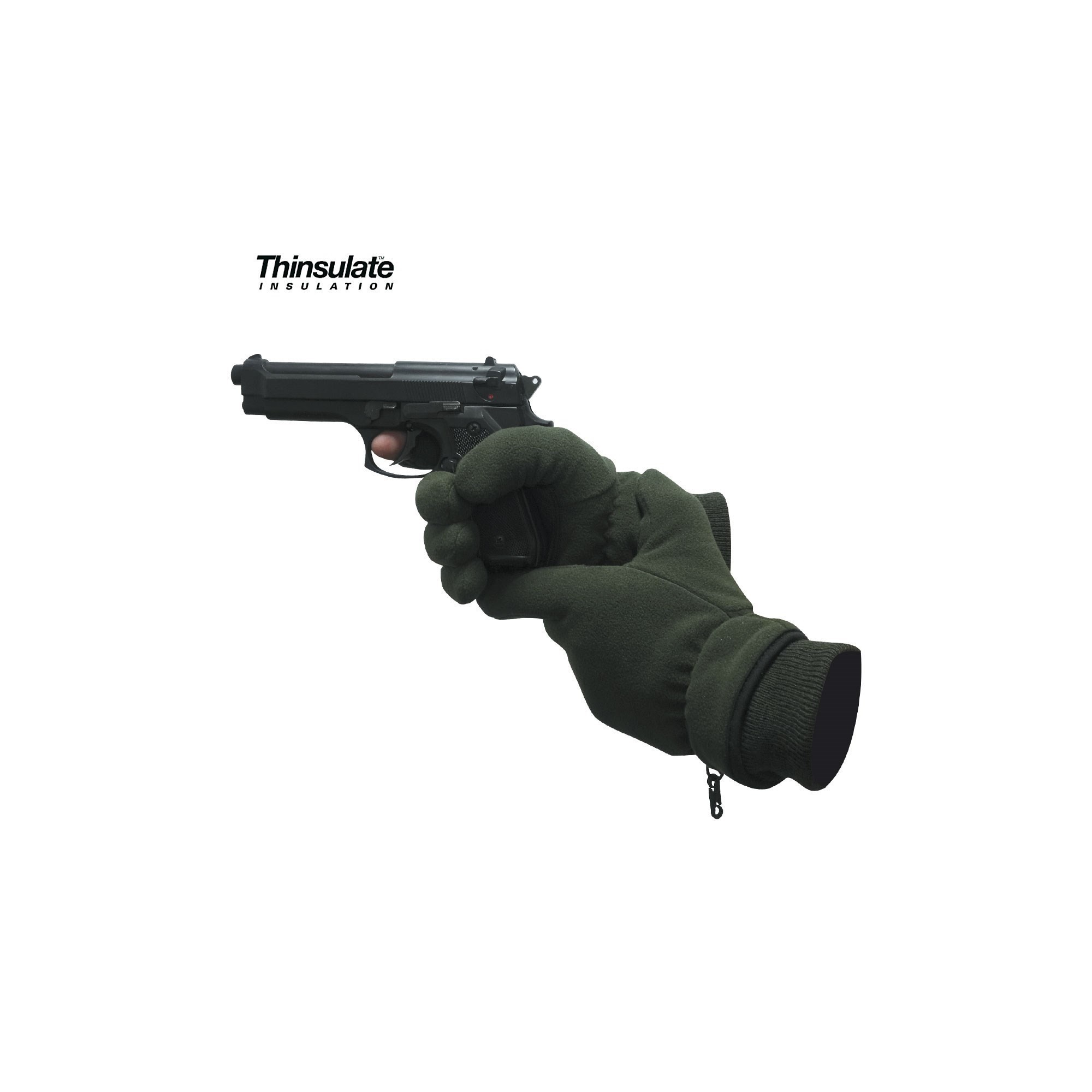 Gants polaires doigt tireur Thinsulate vert armée Gants polaires doigt tireur Thinsulate vert armée