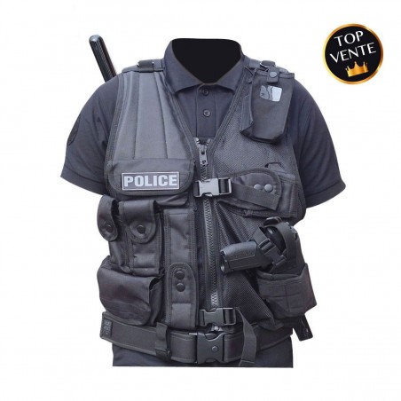 GILET FORCE INTERVENTION AVEC HOLSTER POUR PA OU TASER  - 1