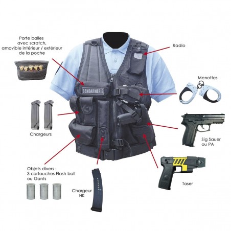 GILET FORCE INTERVENTION AVEC HOLSTER POUR PA OU TASER  - 2