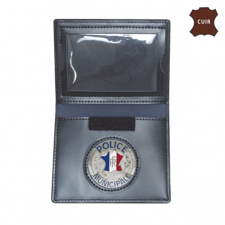 PORTE FEUILLE POLICE MUNICIPALE 2 VOLETS AVEC EMPLACEMENT CARTE NAVIGO  - 1