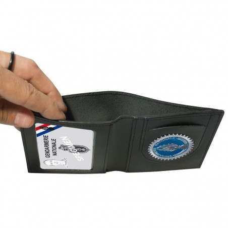 PORTE-CARTES CUIR FORMAT CB + BILLET AVEC INSIGNE GENDARMERIE  - 2