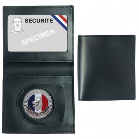 PORTE-CARTES CUIR FORMAT CB + BILLET AVEC INSIGNE MAITRE CHIEN  - 1