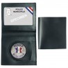PORTE-CARTES CUIR FORMAT CB + BILLET AVEC INSIGNE POLICE MUNICIPALE  - 1 PORTE-CARTES CUIR FORMAT CB + BILLET AVEC INSIGNE POLICE MUNICIPALE  - 1