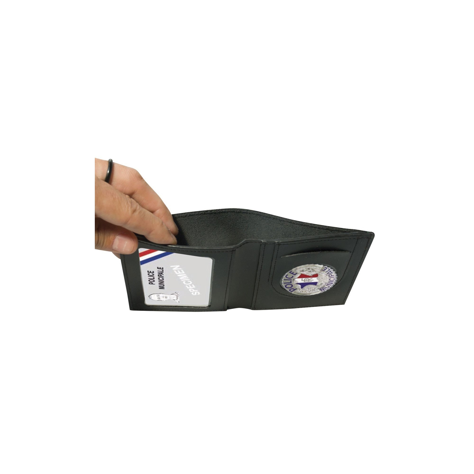 PORTE-CARTES CUIR FORMAT CB + BILLET AVEC INSIGNE POLICE MUNICIPALE  - 2 PORTE-CARTES CUIR FORMAT CB + BILLET AVEC INSIGNE POLICE MUNICIPALE  - 2