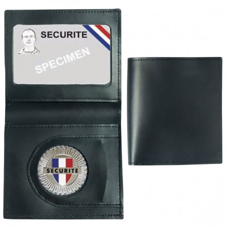 PORTE-CARTES CUIR FORMAT CB + BILLET AVEC INSIGNE SECURITE  - 1