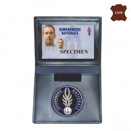 PORTE-CARTES CUIR FORMAT CB AVEC INSIGNE GENDARMERIE  - 1