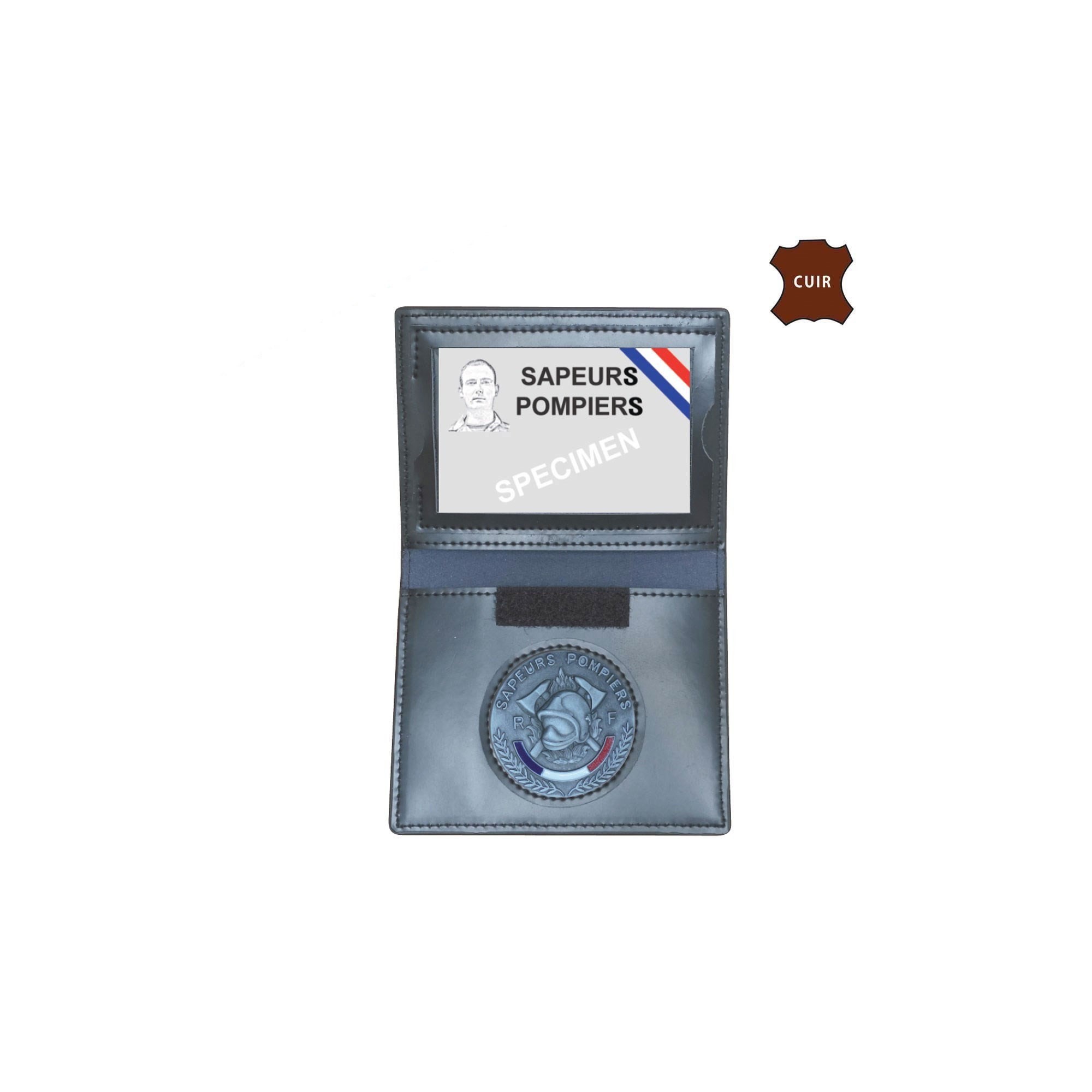 PORTE-CARTES CUIR FORMAT CB AVEC INSIGNE SAPEUR POMPIER  - 1 PORTE-CARTES CUIR FORMAT CB AVEC INSIGNE SAPEUR POMPIER  - 1