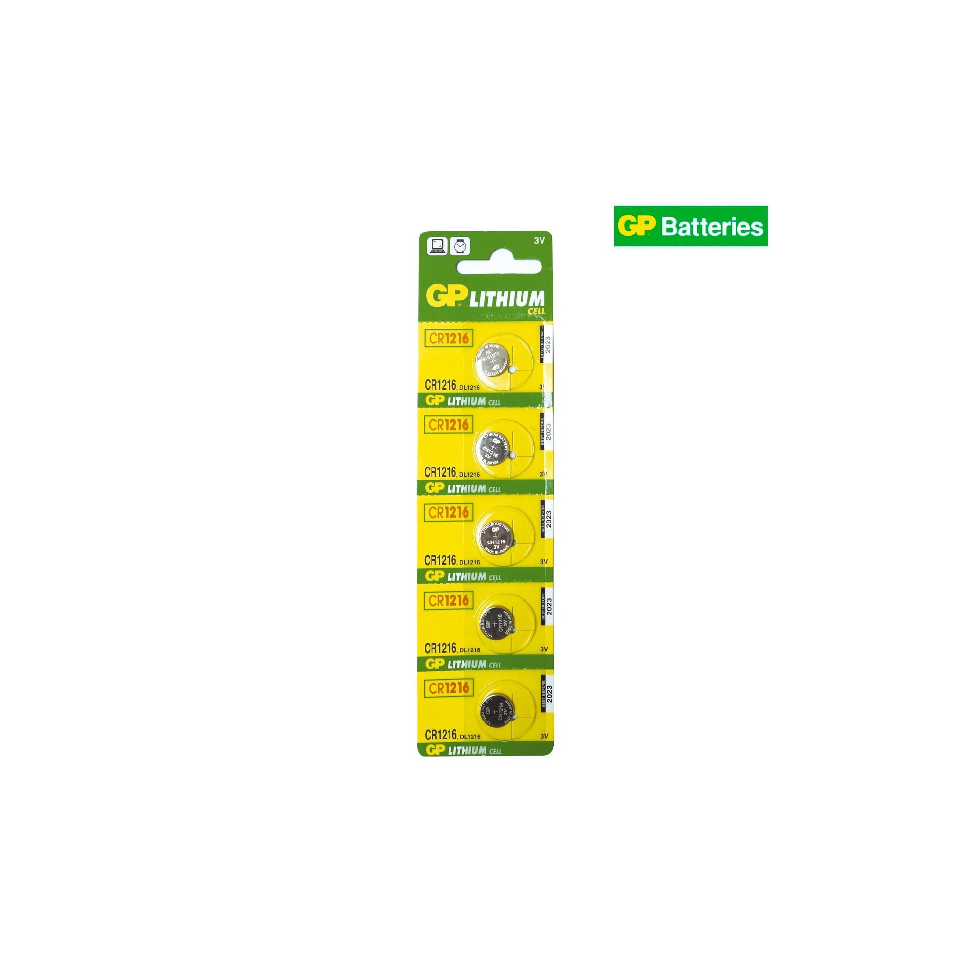GP pile bouton, Lithium, CR1216 X 5  - 1 GP pile bouton, Lithium, CR1216 X 5  - 1