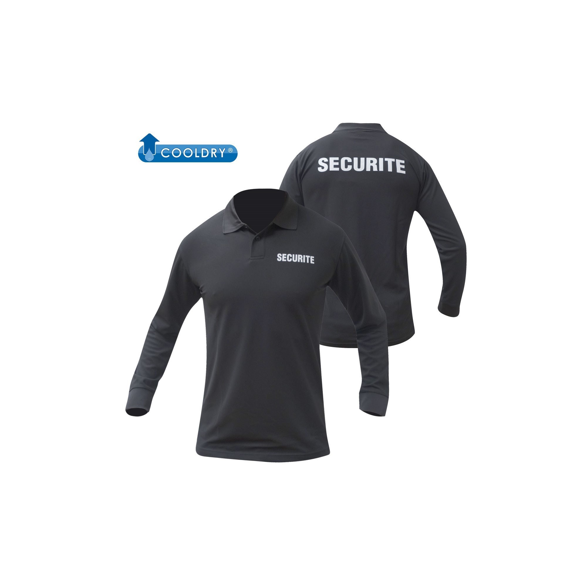 POLO NOIR SECURITE M.LONGUES  - 1