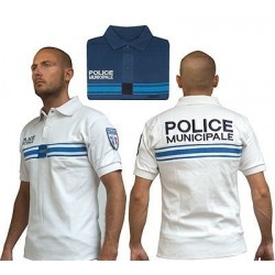 POLO BLANC BRODE POLICE MUNICIPALE  - 1