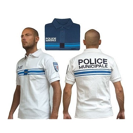 POLO BLANC BRODE POLICE MUNICIPALE  - 2