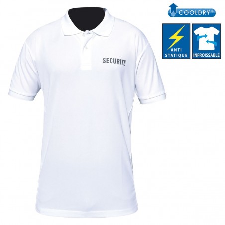 POLO COOLDRY BLANC IMPRIME SECURITE  - 1