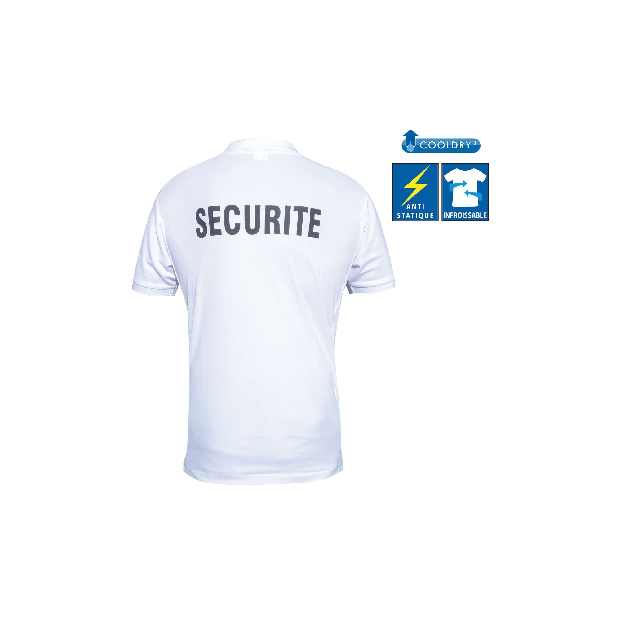 POLO COOLDRY BLANC IMPRIME SECURITE - 2 POLO COOLDRY BLANC IMPRIME SECURITE - 2