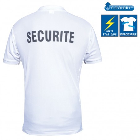 POLO COOLDRY BLANC IMPRIME SECURITE  - 2