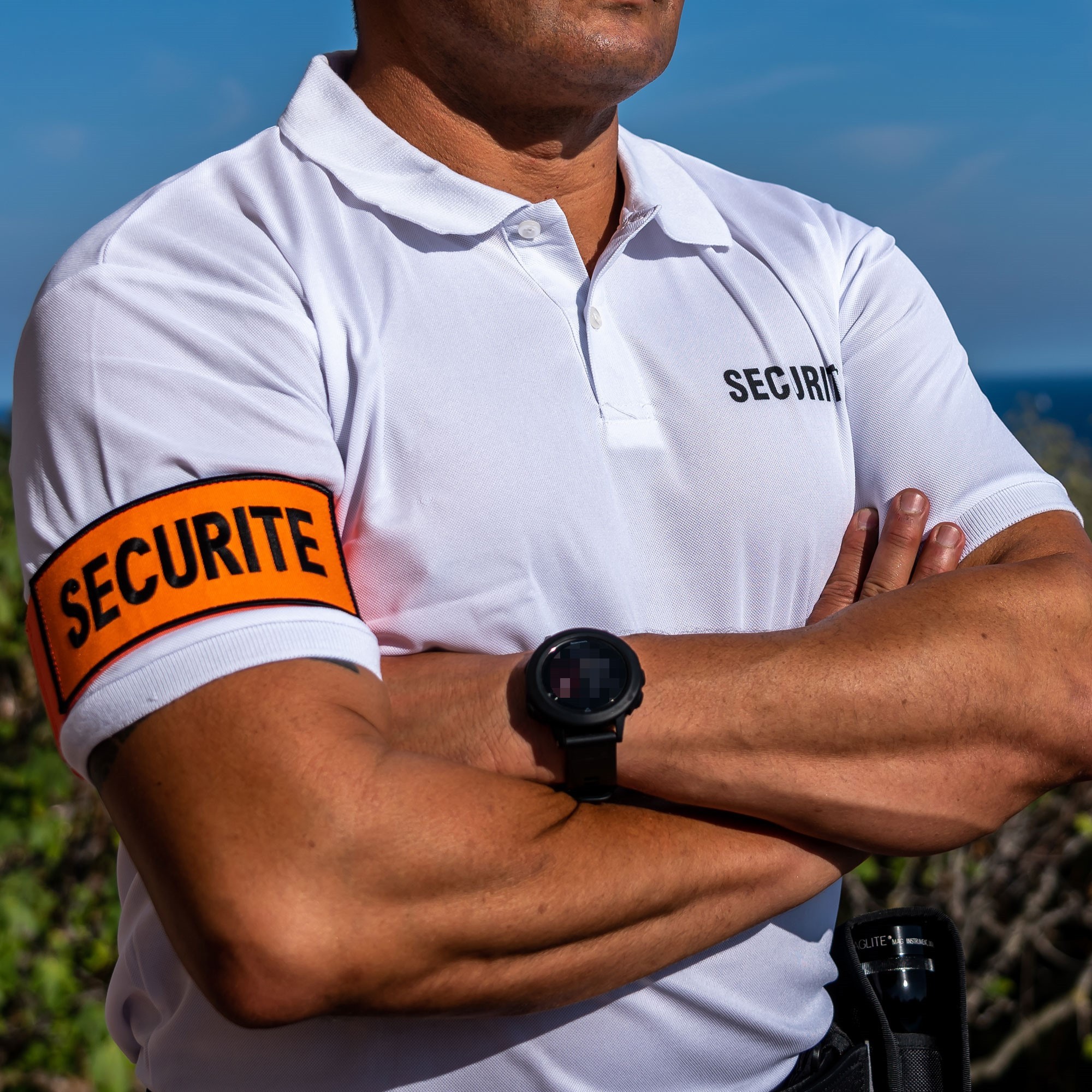 POLO BLANC MC IMPRIME SECURITE  - 4 POLO BLANC MC IMPRIME SECURITE  - 4