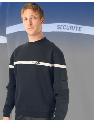 SWEAT NOIR BANDE GRISE SECURITE  - 2