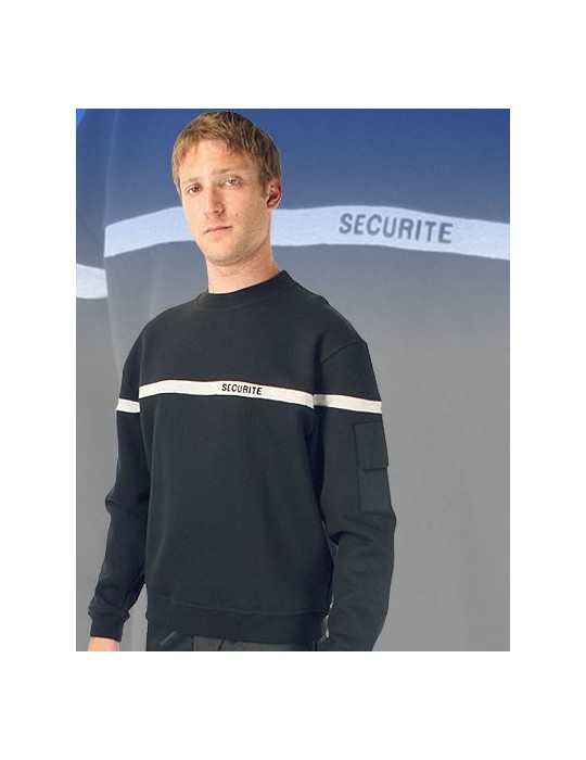 SWEAT NOIR BANDE GRISE SECURITE  - 2