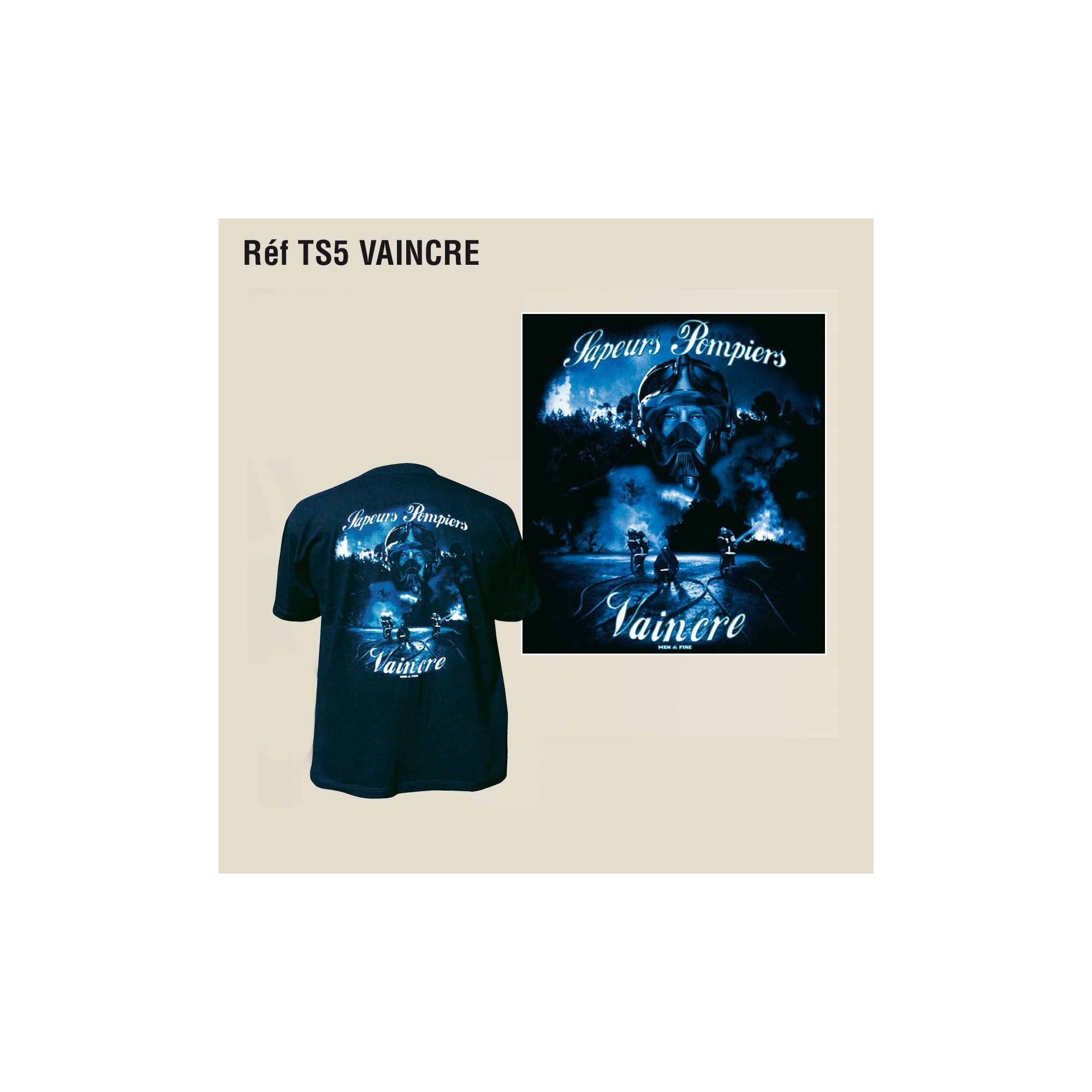 TEE SHIRT MOTIF POMPIERS  - 1 TEE SHIRT MOTIF POMPIERS  - 1