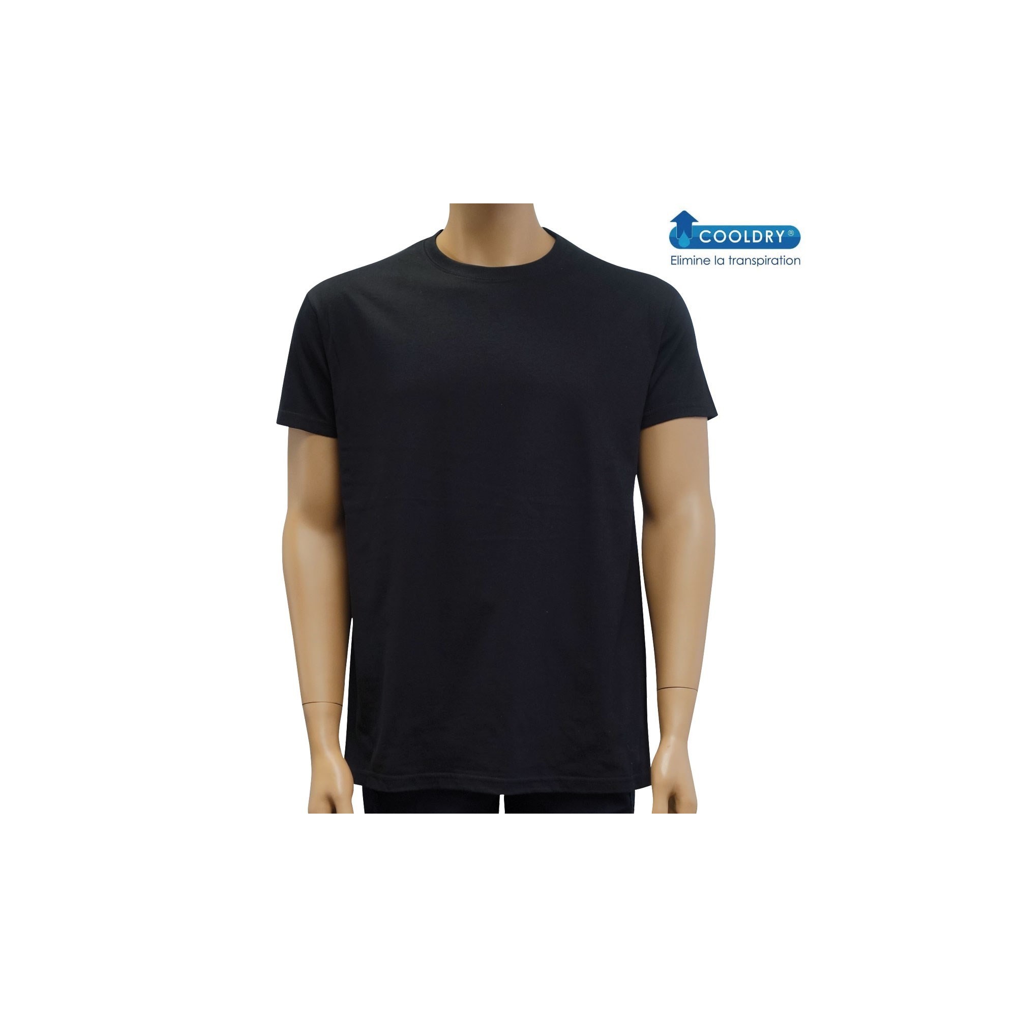 TEE SHIRT NOIR COOLDRY ANTI HUMIDITE MAILLE PIQUEE-  - 1 TEE SHIRT NOIR COOLDRY ANTI HUMIDITE MAILLE PIQUEE-  - 1