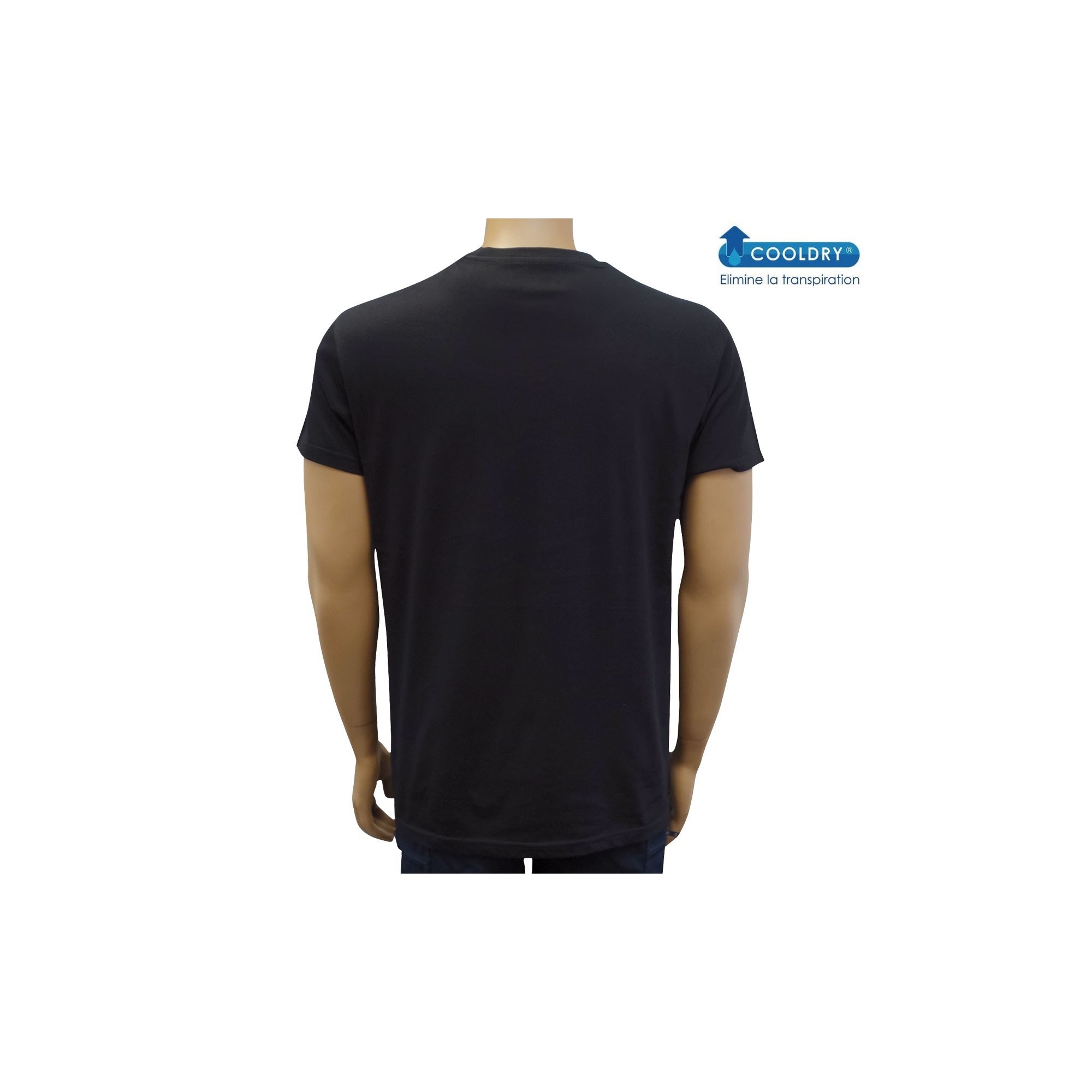 TEE SHIRT NOIR COOLDRY ANTI HUMIDITE MAILLE PIQUEE-  - 2 TEE SHIRT NOIR COOLDRY ANTI HUMIDITE MAILLE PIQUEE-  - 2
