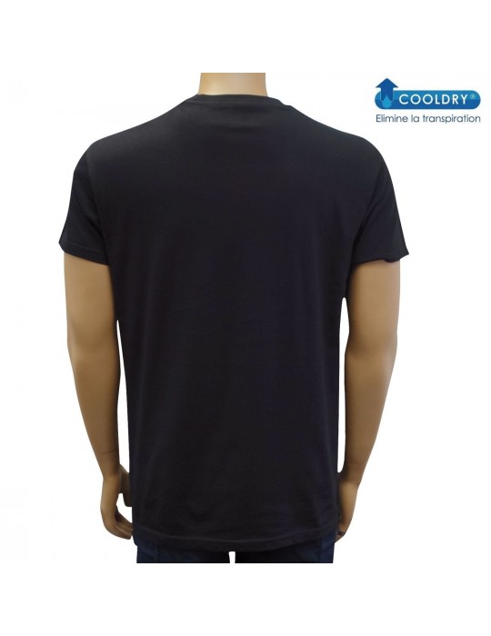 TEE SHIRT NOIR COOLDRY ANTI HUMIDITE MAILLE PIQUEE-  - 2