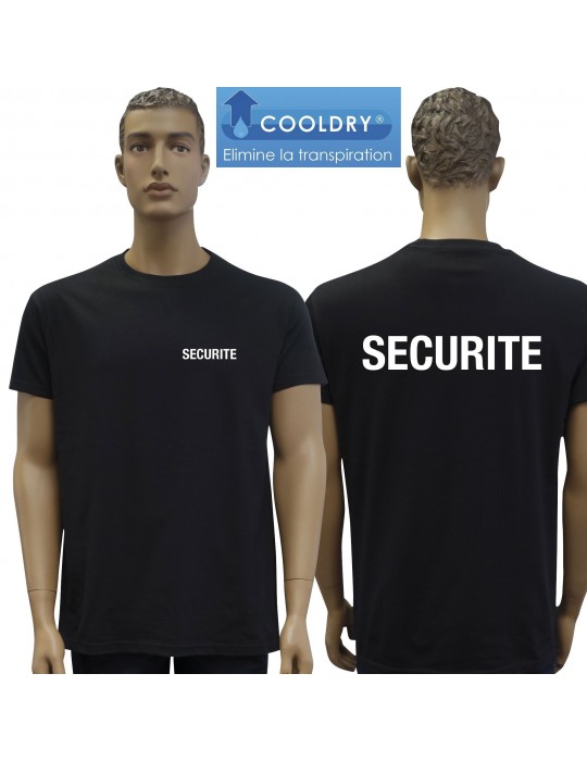TEE SHIRT NOIR SECURITE COOLDRY MAILLE PIQUEE  - 1