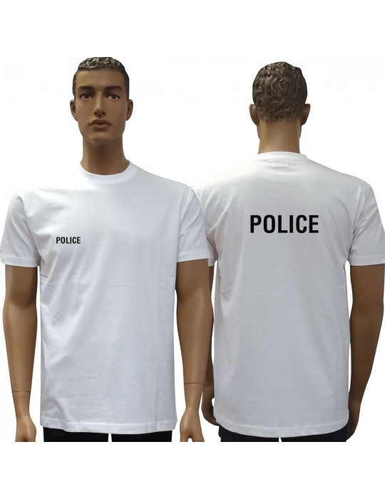 TEE SHIRT BLANC MC IMPRIME POLICE  - 1