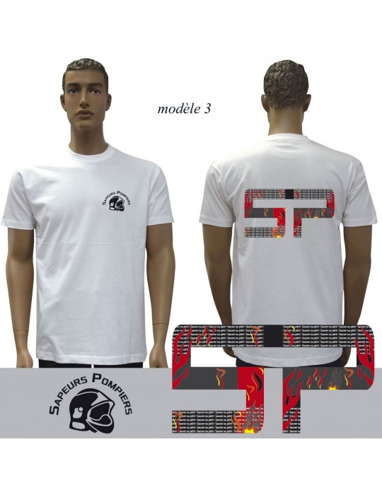 T-SHIRT BLANC IMPRIME POMPIERS : 20 modèles  - 3