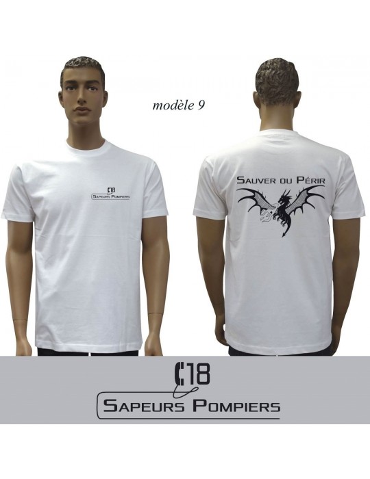 T-SHIRT BLANC IMPRIME POMPIERS : 20 modèles  - 9