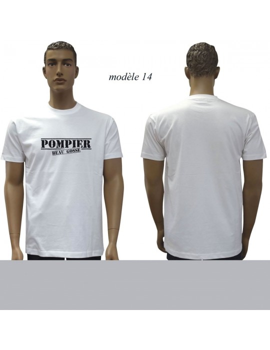 T-SHIRT BLANC IMPRIME POMPIERS : 20 modèles  - 14