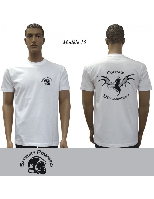 T-SHIRT BLANC IMPRIME POMPIERS : 20 modèles  - 15