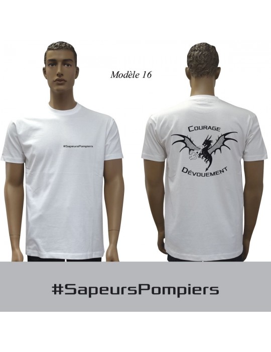 T-SHIRT BLANC IMPRIME POMPIERS : 20 modèles  - 16