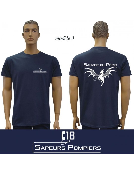 T-SHIRT MARINE IMPRIME POMPIERS : 20 modèles  - 3