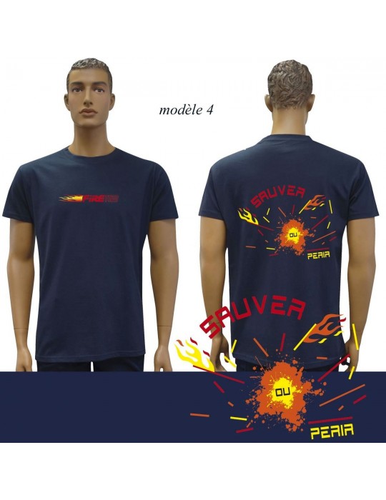 T-SHIRT MARINE IMPRIME POMPIERS : 20 modèles  - 4