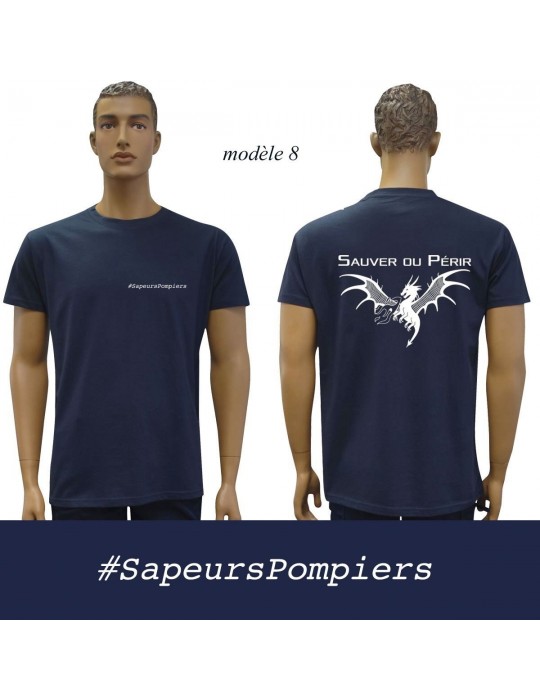 T-SHIRT MARINE IMPRIME POMPIERS : 20 modèles  - 8