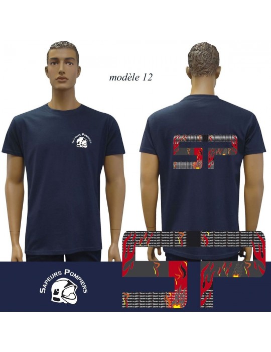 T-SHIRT MARINE IMPRIME POMPIERS : 20 modèles  - 12