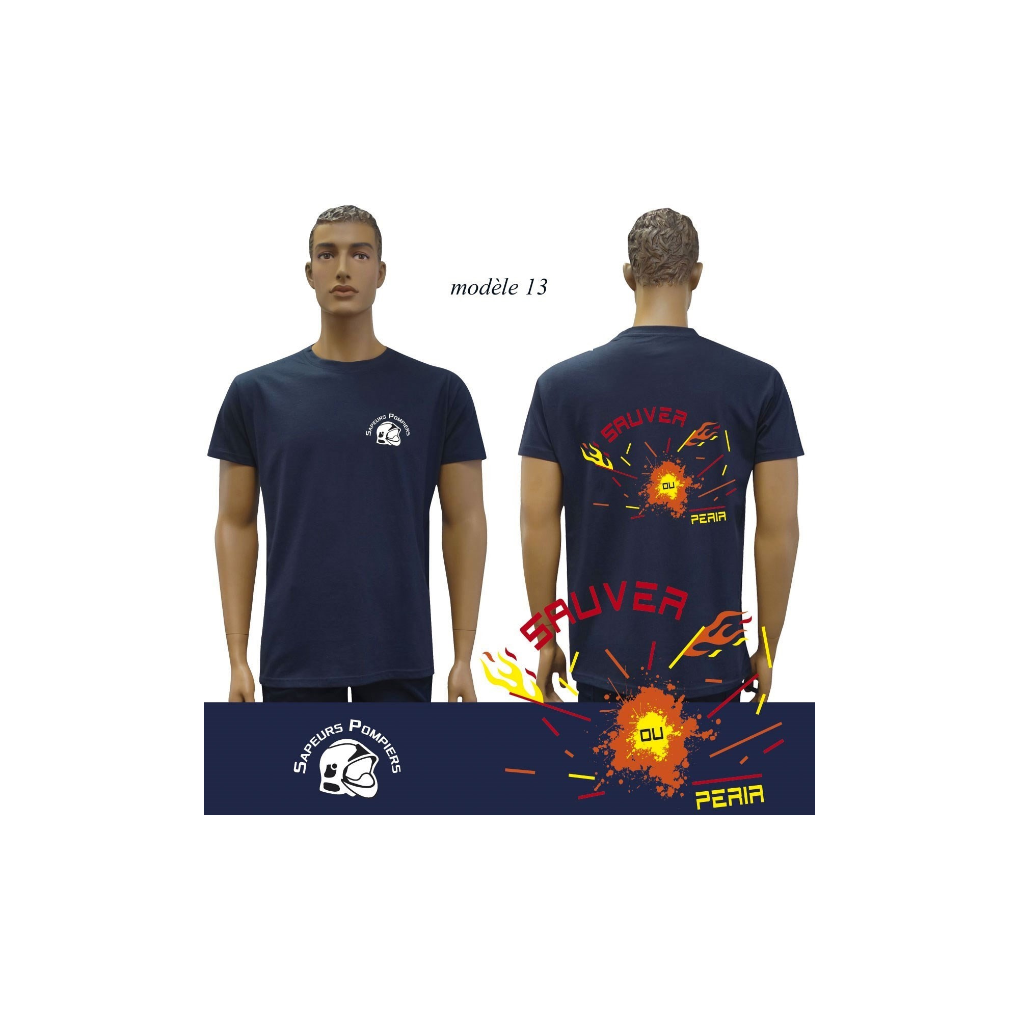 T-SHIRT MARINE IMPRIME POMPIERS : 20 modèles  - 13 T-SHIRT MARINE IMPRIME POMPIERS : 20 modèles  - 13