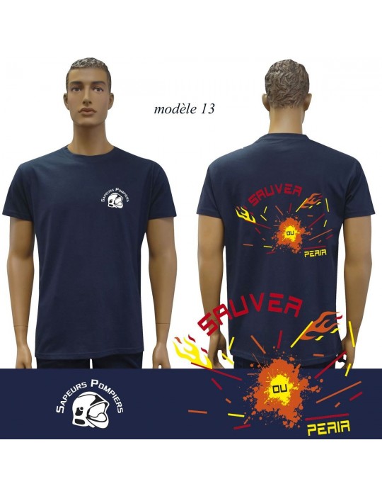 T-SHIRT MARINE IMPRIME POMPIERS : 20 modèles  - 13